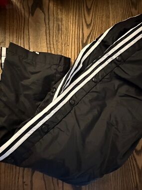 Vintage 90’s Adidas Black with White Stripes Track Pants w/Snaps SZ: S